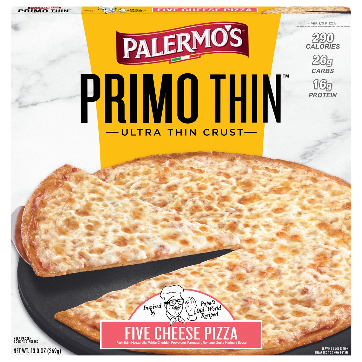 slide 1 of 8, Palermo's Primo Thin Ultra Thin Crust Five Cheese Pizza 13.0 oz, 13 oz