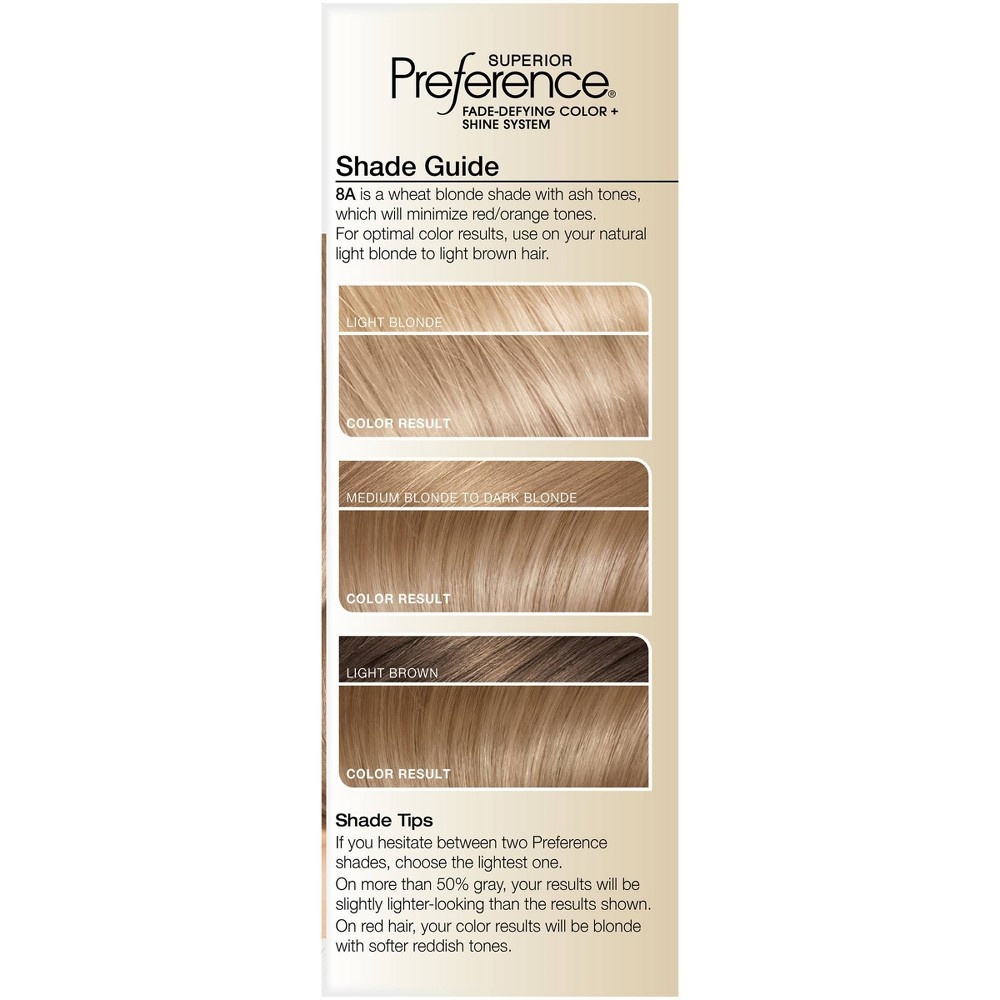 slide 4 of 8, L'Oréal Superior Preference Hair Color, Cooler, Ash Blonde 8A, 1 ct
