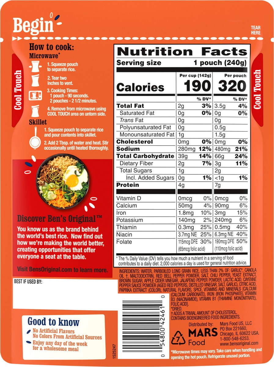 slide 5 of 7, Bens Original Ready Rice Chili Garlic pouch - 8.5 oz, 8.5 oz