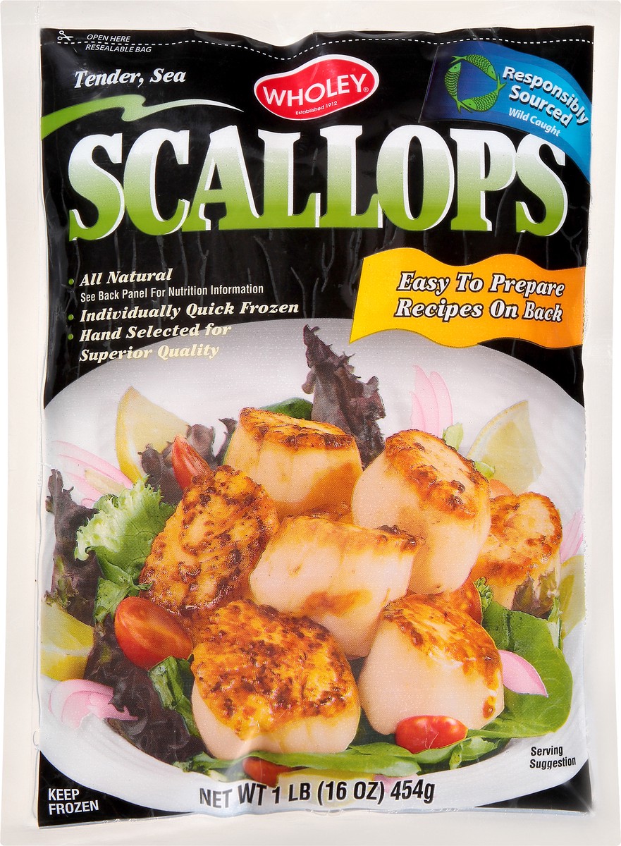 slide 5 of 13, Wholey Scallops 1 lb, 1 lb