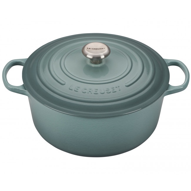 slide 1 of 1, Le Creuset Signature Round Dutch Oven, Sea Salt, 5.5 qt