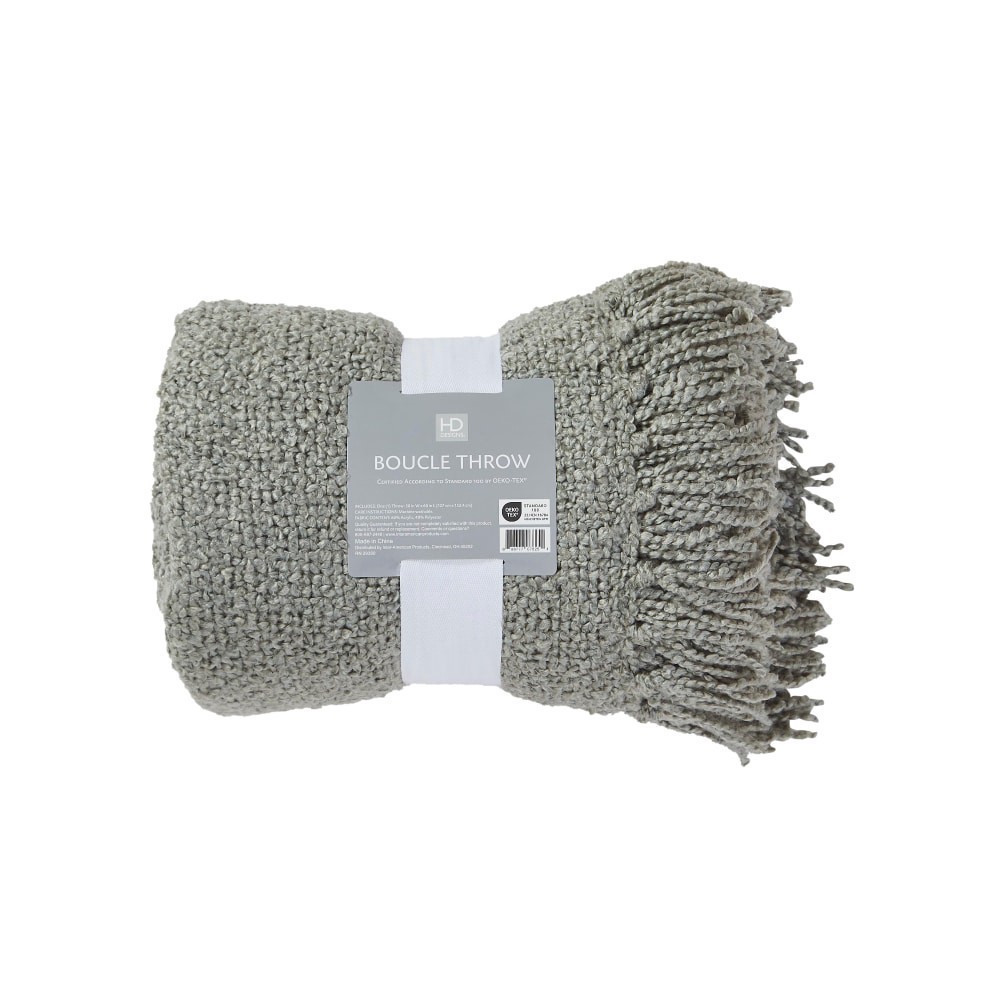 slide 1 of 3, HD Designs® Rolled Boucle Throw Blanket - Green, 1 ct