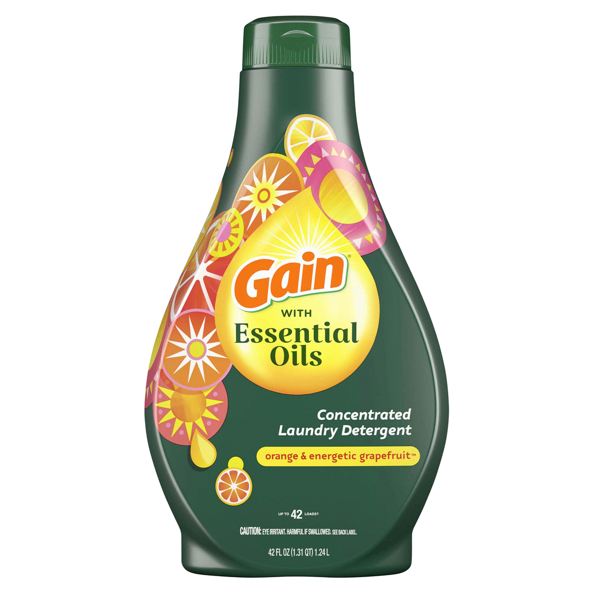 slide 1 of 3, Gain with Essential Oils Orange & Energetic Grapefruit Liquid Laundry Detergent - The Uplifting Scent, 42 fl oz
