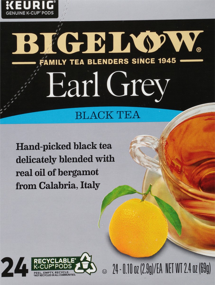 slide 1 of 9, Bigelow Earl Grey Black Tea 24 K-Cup Pods, 24 ct
