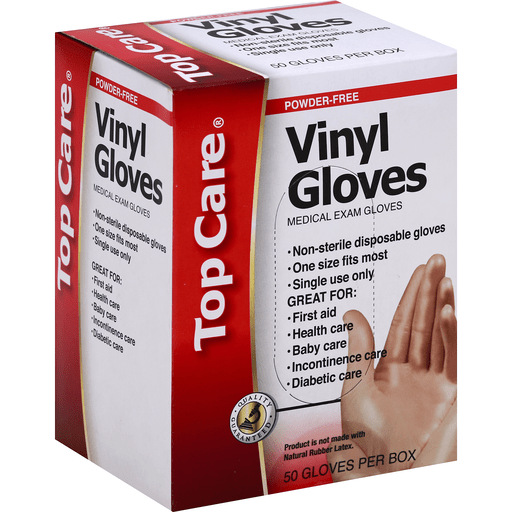 slide 2 of 3, TopCare Vinyl Powder Free Gloves, 50 ct