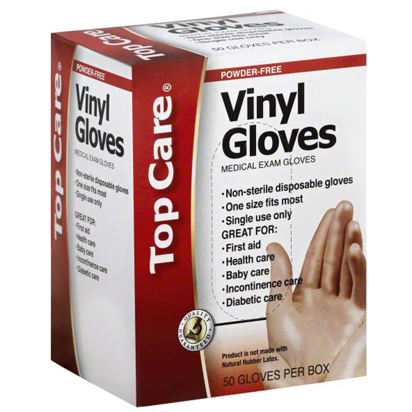 slide 1 of 3, TopCare Vinyl Powder Free Gloves, 50 ct