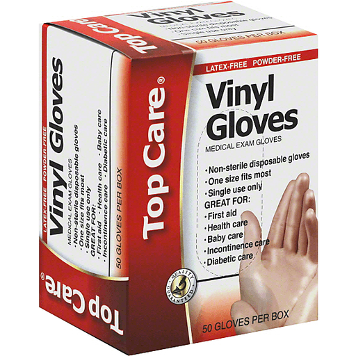 slide 3 of 3, TopCare Vinyl Powder Free Gloves, 50 ct