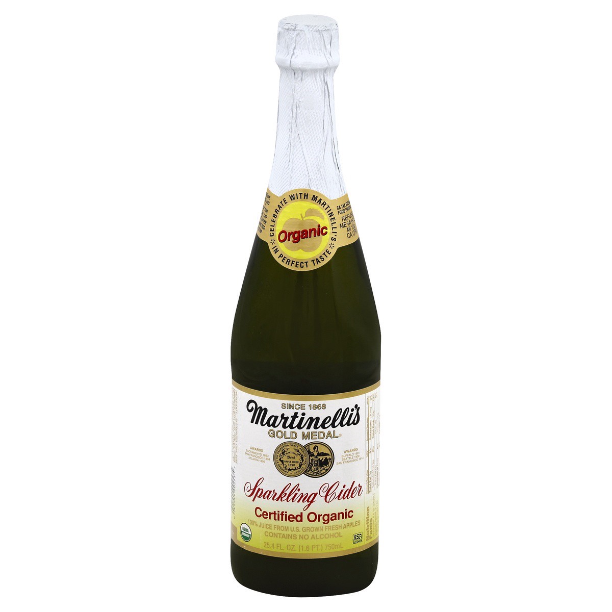 slide 1 of 4, Martinelli's Sparkling Cider, Organic - 25.4 fl oz, 25.4 fl oz