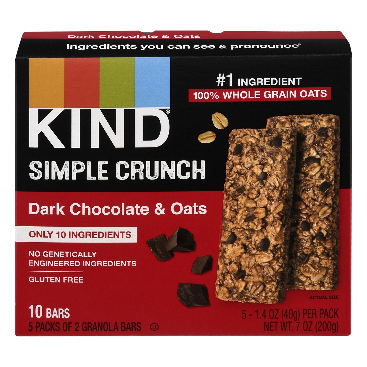 slide 1 of 1, KIND Simple Crunch Dark Chocolate & Oat Bars, 5 ct