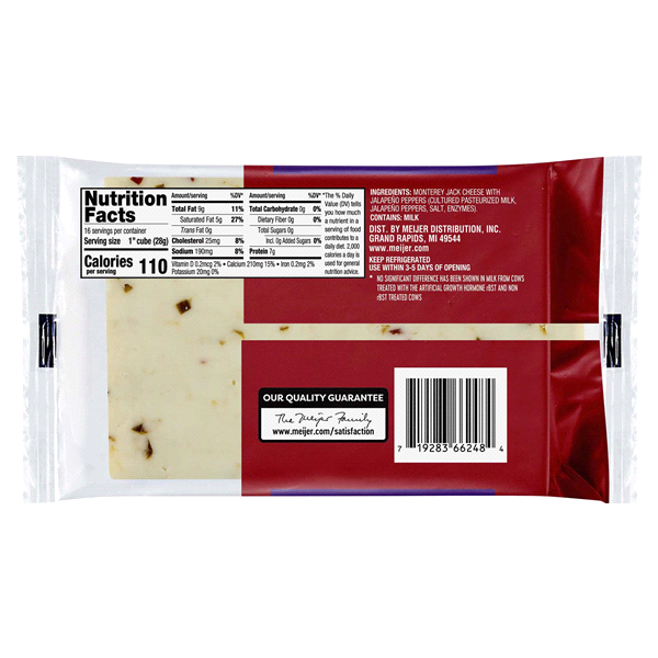 slide 4 of 5, Meijer Chunk Monterey Pepper Jack Cheese, 16 oz