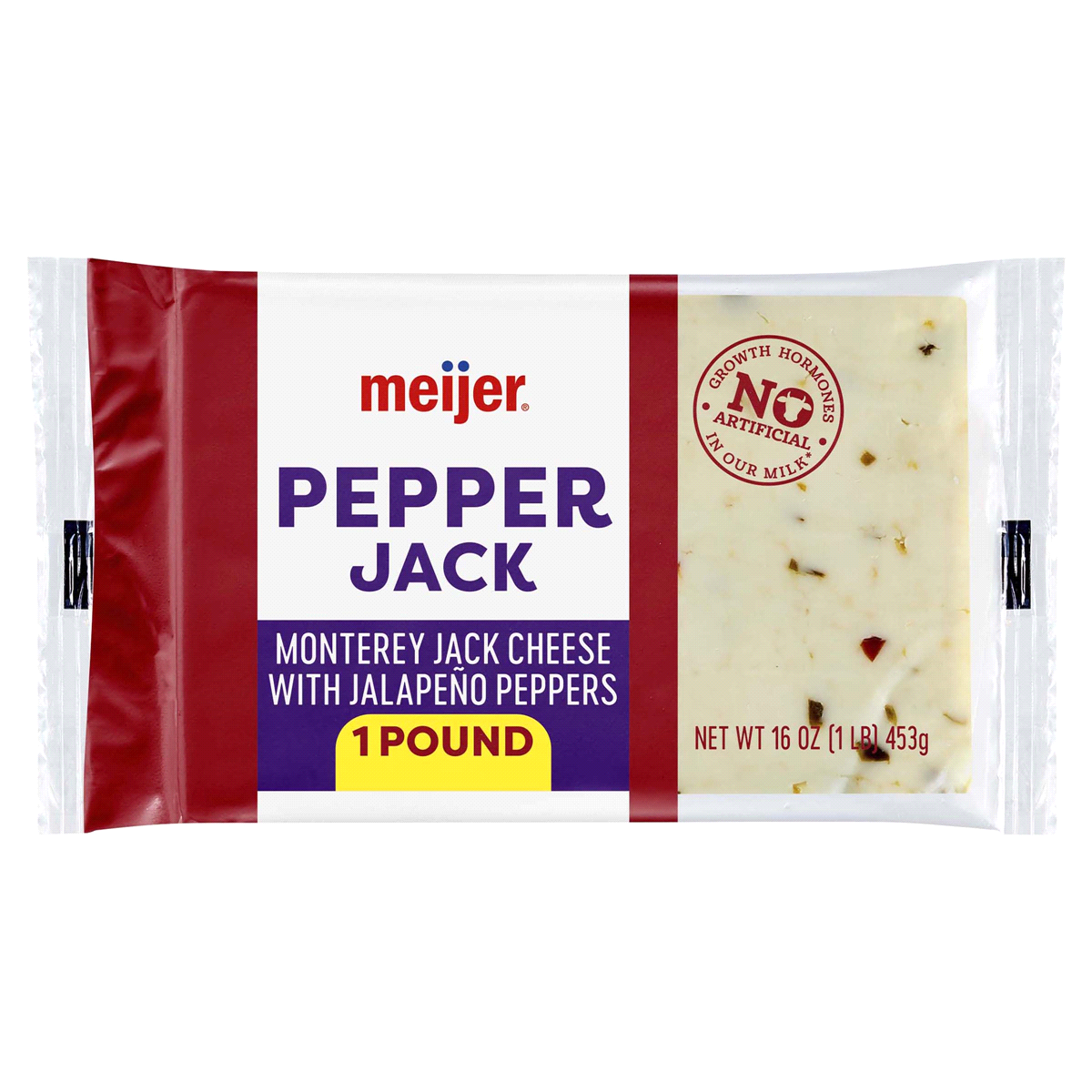 slide 1 of 5, Meijer Chunk Monterey Pepper Jack Cheese, 16 oz