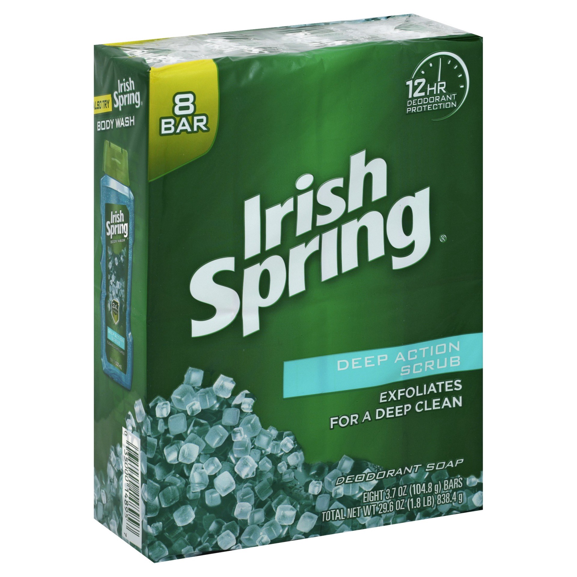 slide 1 of 7, Irish Spring Active Scrub Deodorant Bar Soap for Men, 3.7 oz, 8 Pack, 3.7 oz