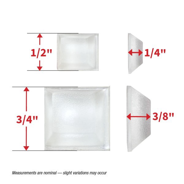slide 14 of 25, Super Sliders Assorted 1/2" & 3/4" Square Bumpers, Clear, 12 ct