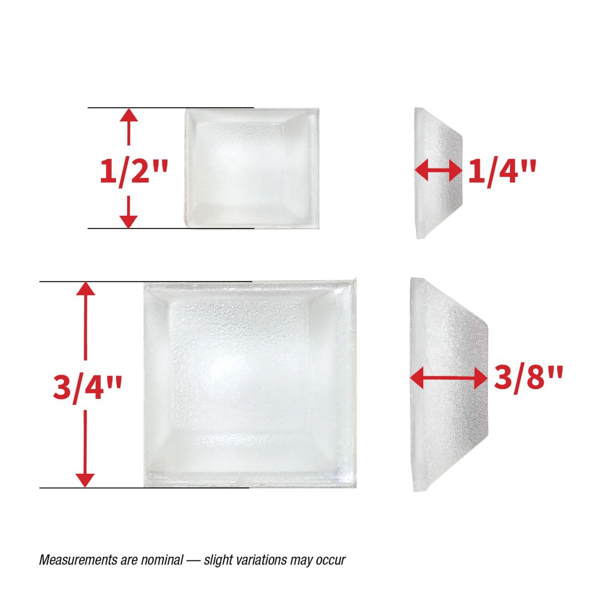 slide 3 of 25, Super Sliders Assorted 1/2" & 3/4" Square Bumpers, Clear, 12 ct