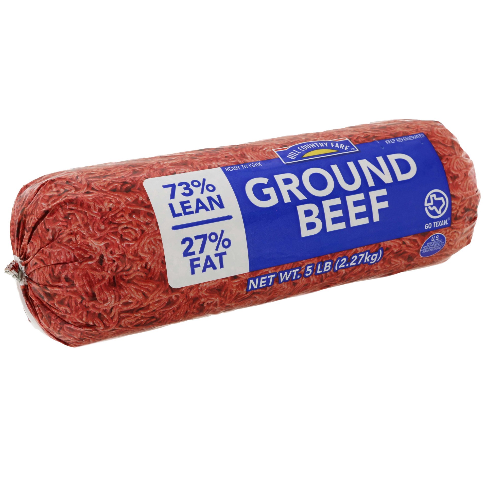 slide 1 of 1, Hill Country Fare Ground Beef, 73% Lean, 5 lb