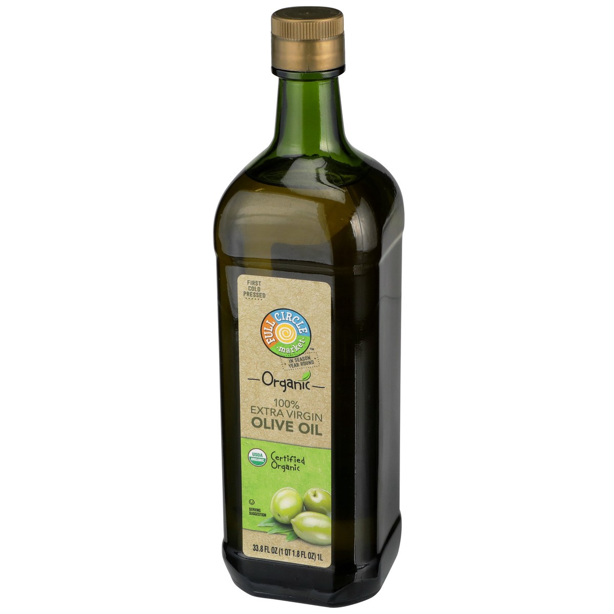 slide 3 of 9, Full Circle Market 100% Extra Virgin Olive Oil, 33.8 fl oz