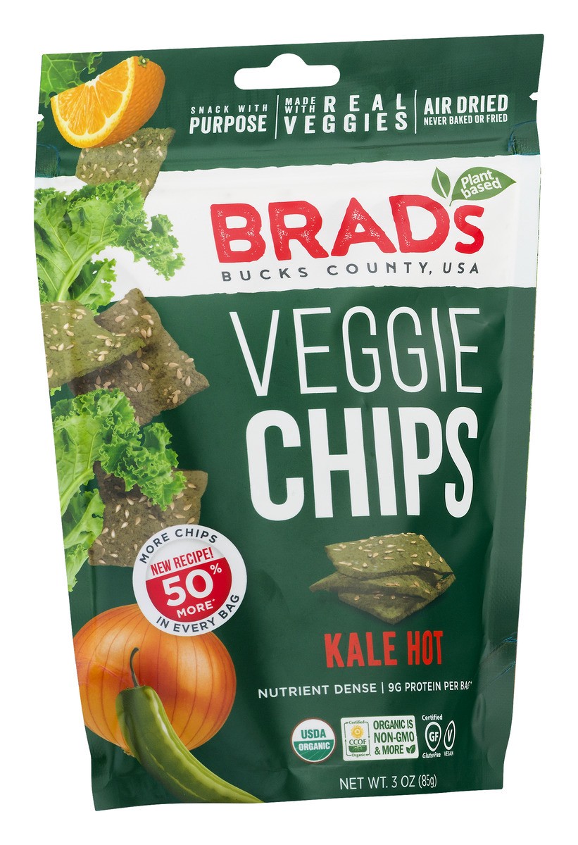 slide 2 of 11, Brad's Brads Raw Chip, Kale, Hot!, 3 oz