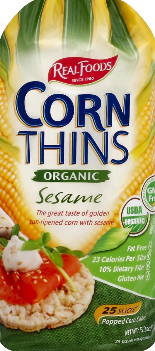 slide 5 of 5, Real Foods Corn Thins 25 ea, 25 ct