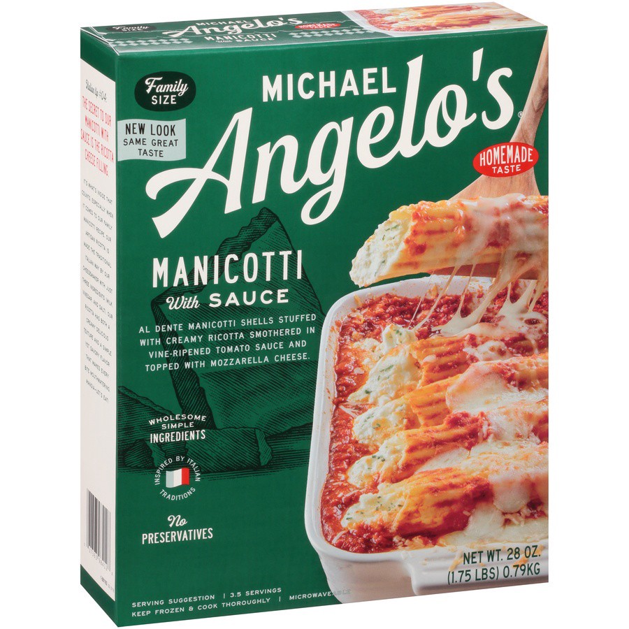 slide 2 of 8, Michael Angelo's Manicotti with Sauce Family Size 28 oz, 28 oz