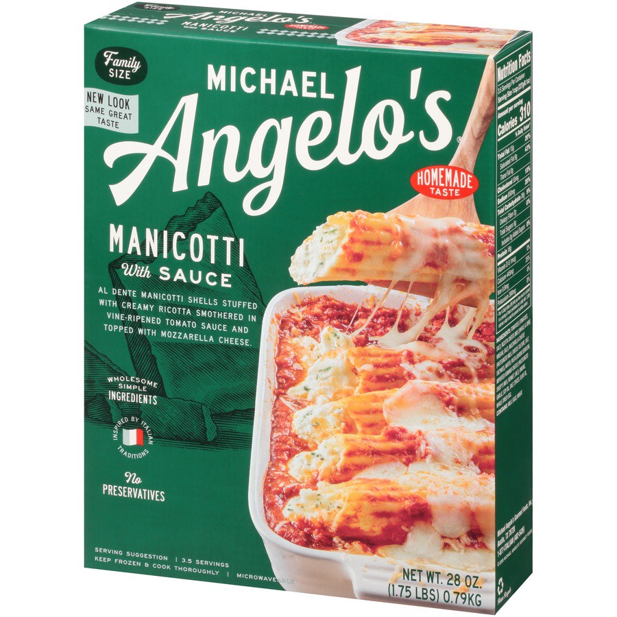 slide 3 of 8, Michael Angelo's Manicotti with Sauce Family Size 28 oz, 28 oz