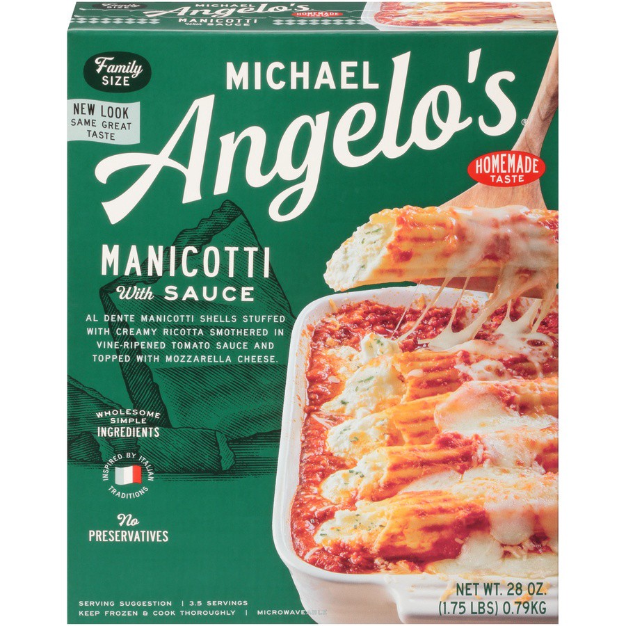 slide 1 of 8, Michael Angelo's Manicotti with Sauce Family Size 28 oz, 28 oz