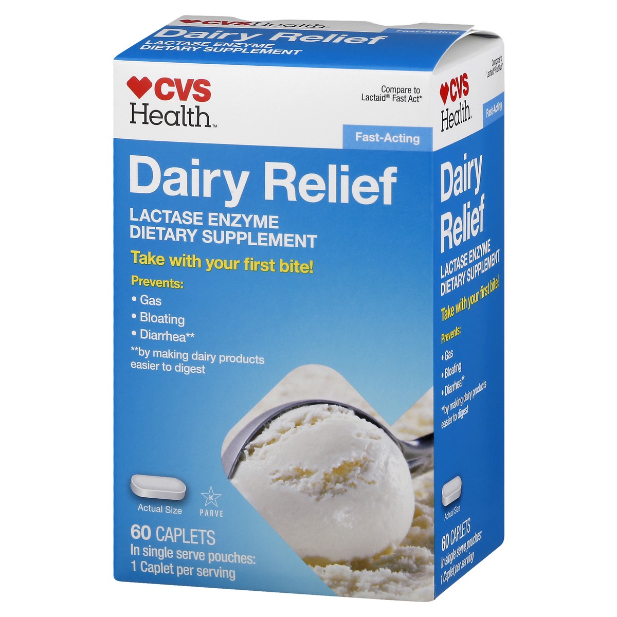 slide 9 of 12, CVS Health Dairy Relief Fast Acting Caplets, 125 Ct, 1 ct
