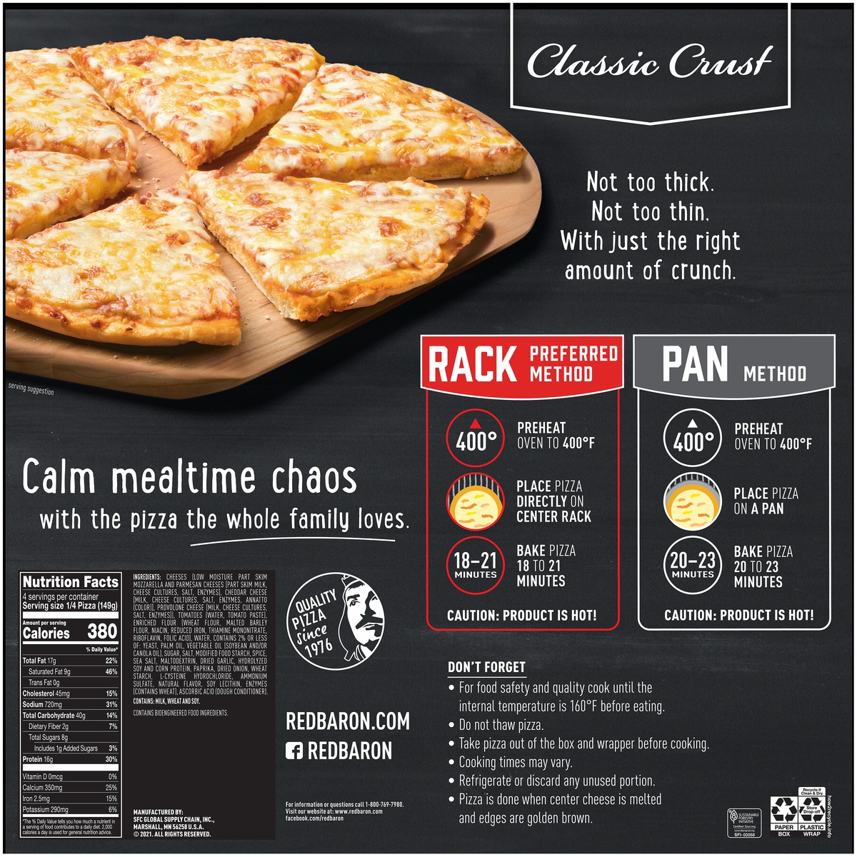slide 10 of 11, Red Baron Classic Crust Four Cheese Pizza, 20.66 oz