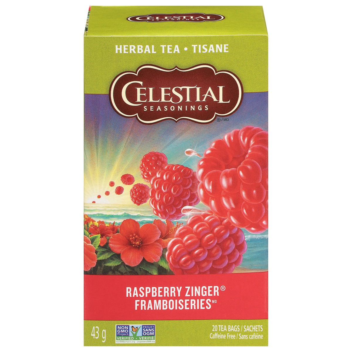 slide 1 of 8, Celestial Seasonings Tea - Raspberry Zinger Herb - 20 ct, 20 ct; 0.075 oz