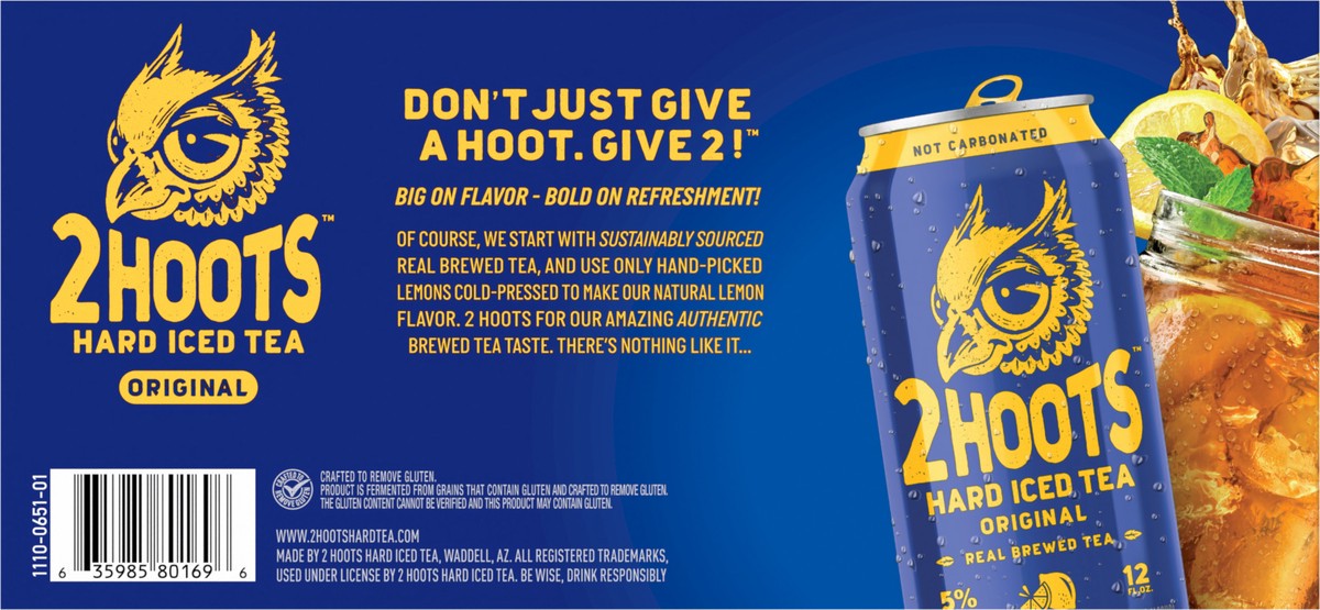 slide 5 of 8, 2 Hoots Hard Iced Tea 12 Pack, 12 ct