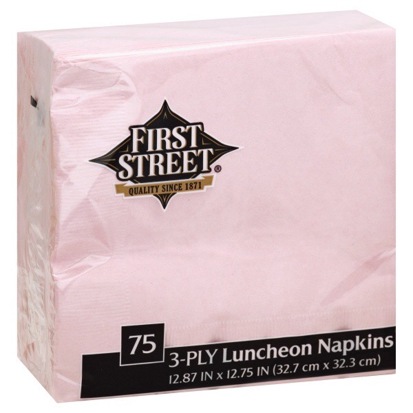 slide 1 of 1, First Street Artstyle Classic Pink Napkin 3 Ply 13X13, 75 ct