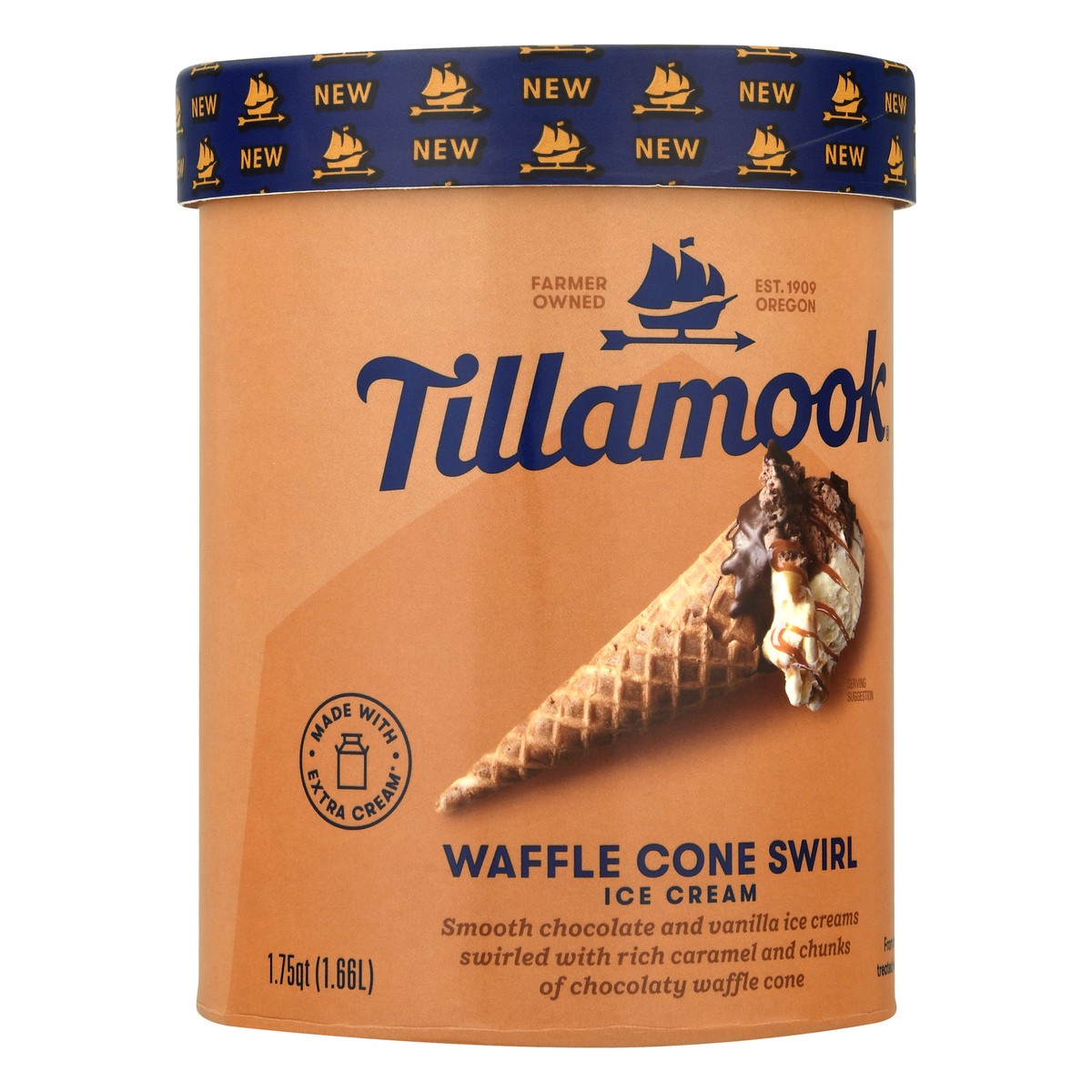 slide 5 of 9, Tillamook Waffle Cone Swirl Ice Cream 1.75 qt, 1.75 qt