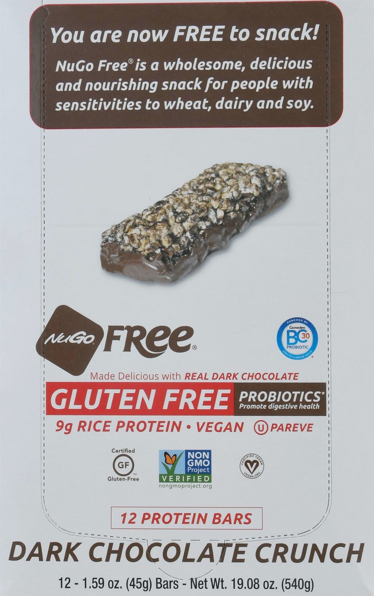 slide 13 of 14, NuGo Free Gluten Free Dark Chocolate Crunch Protein Bars 12 - 1.59 oz ea, 12 ct