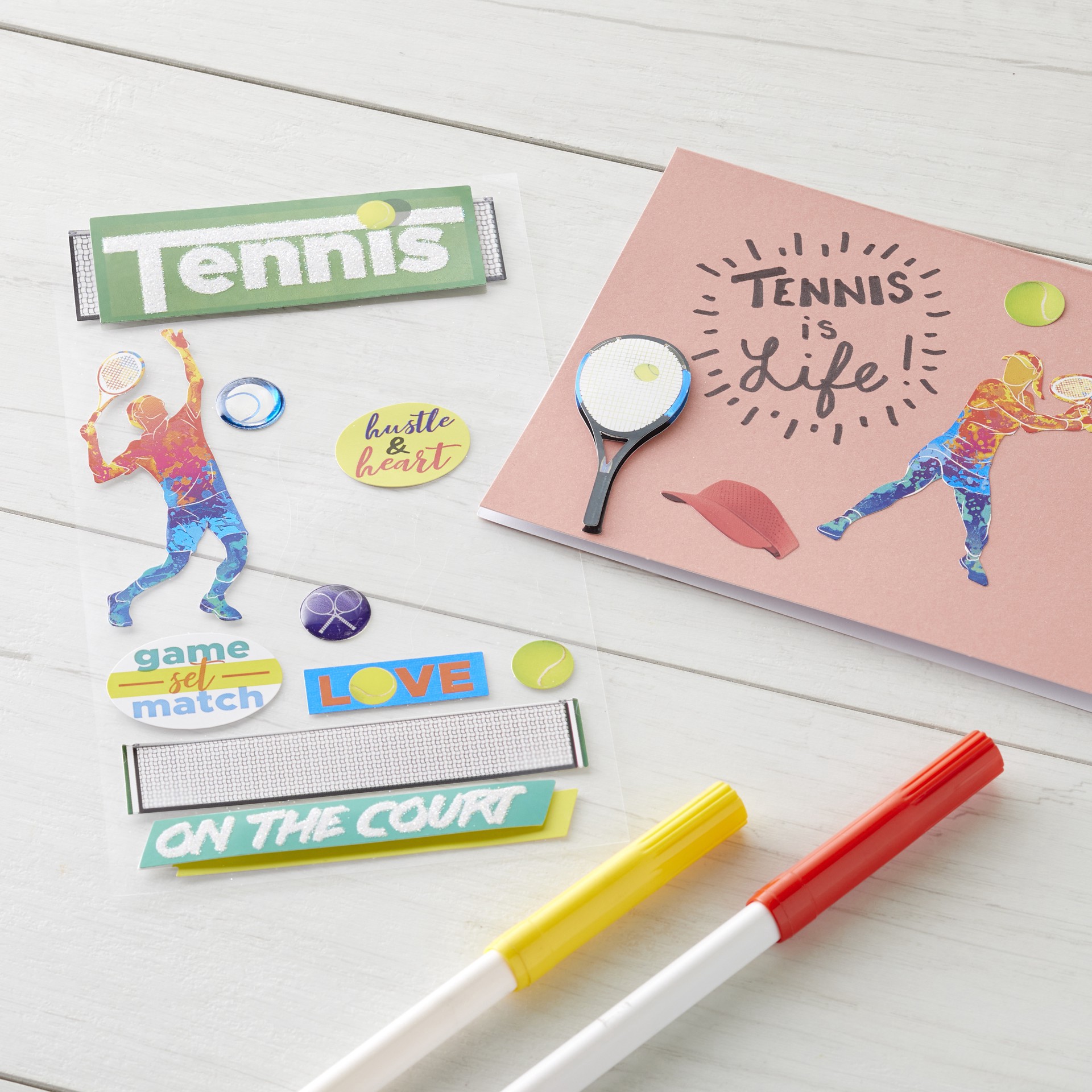 slide 2 of 6, Tennis Stickers By Recollections, 3.875 in x 6.875 in