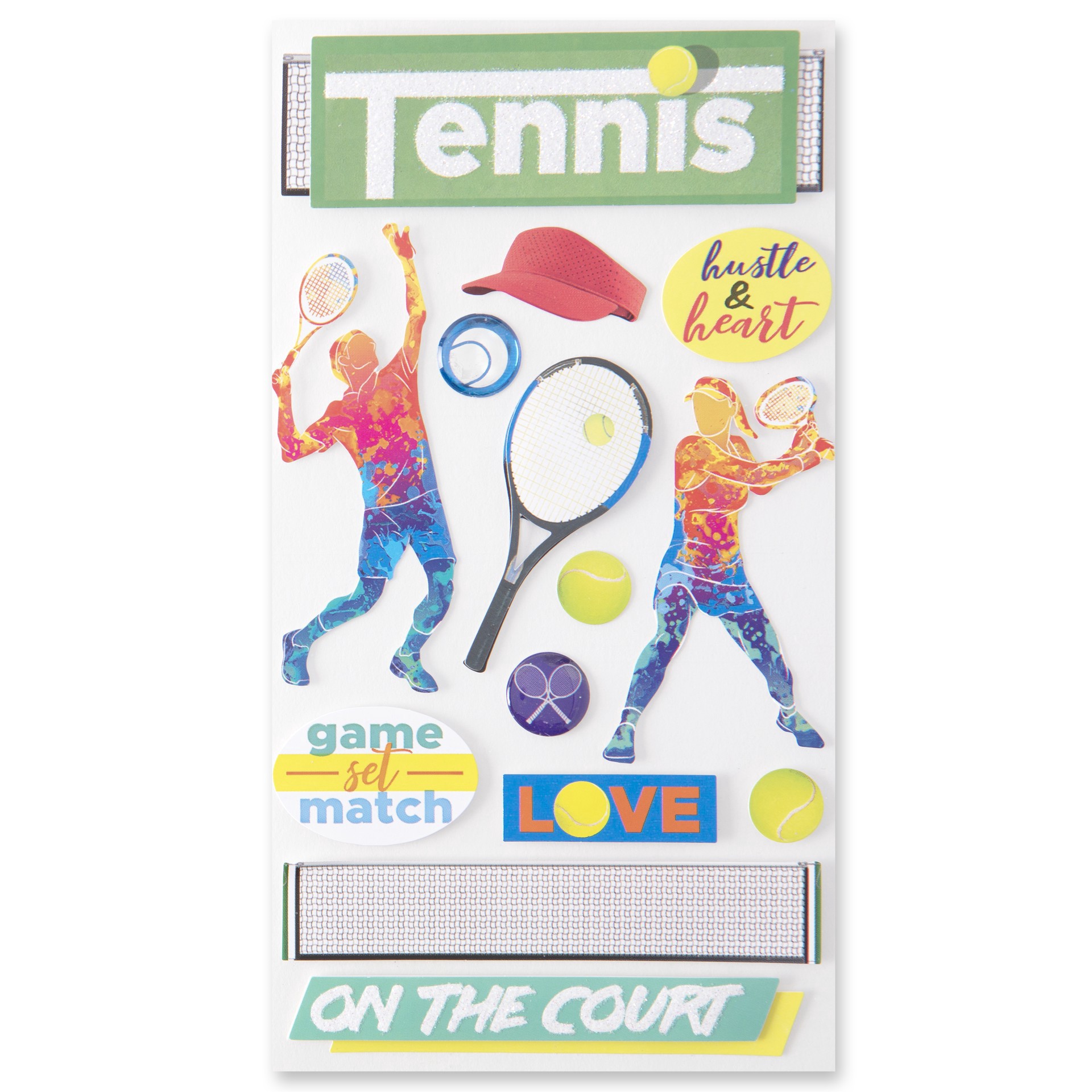 slide 6 of 6, Tennis Stickers By Recollections, 3.875 in x 6.875 in