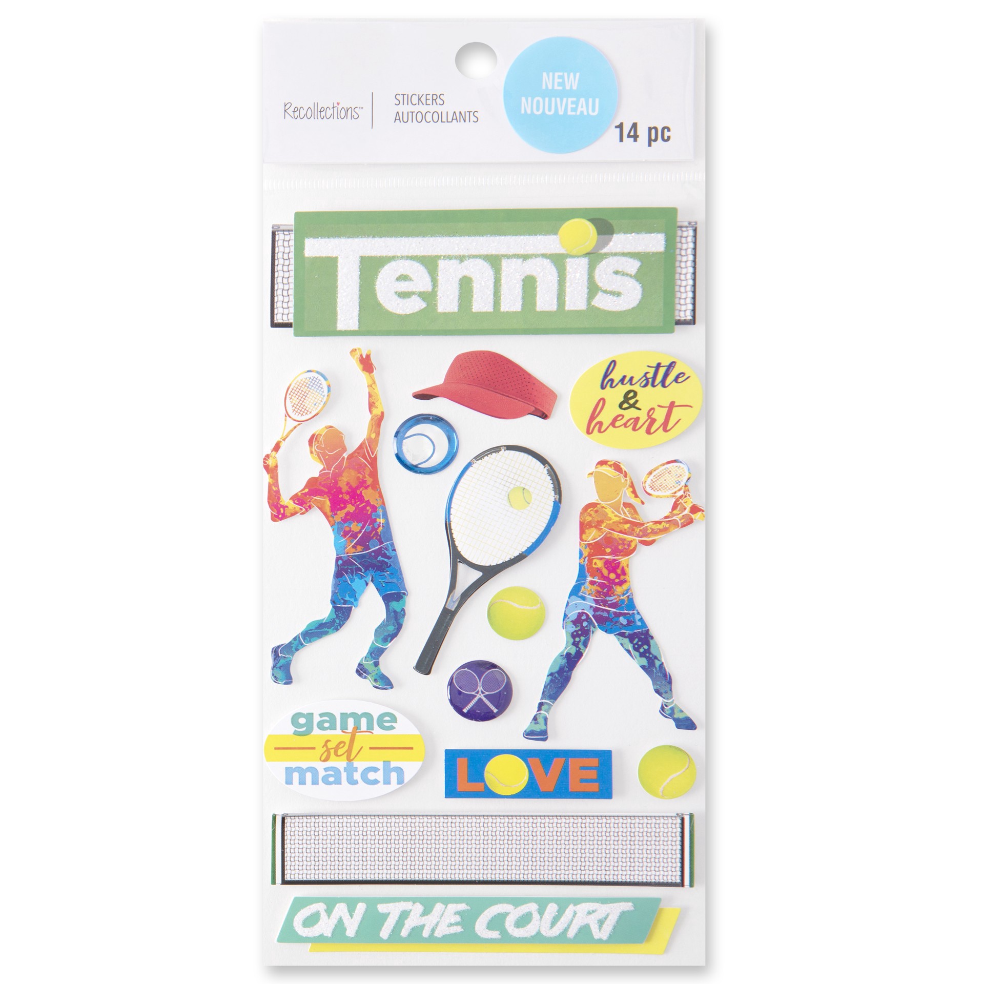 slide 5 of 6, Tennis Stickers By Recollections, 3.875 in x 6.875 in