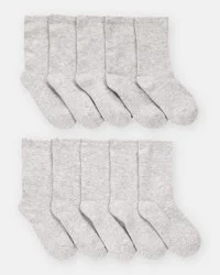 Carter's Boys 10-Pack Crew Socks - Grey - Size 4-7