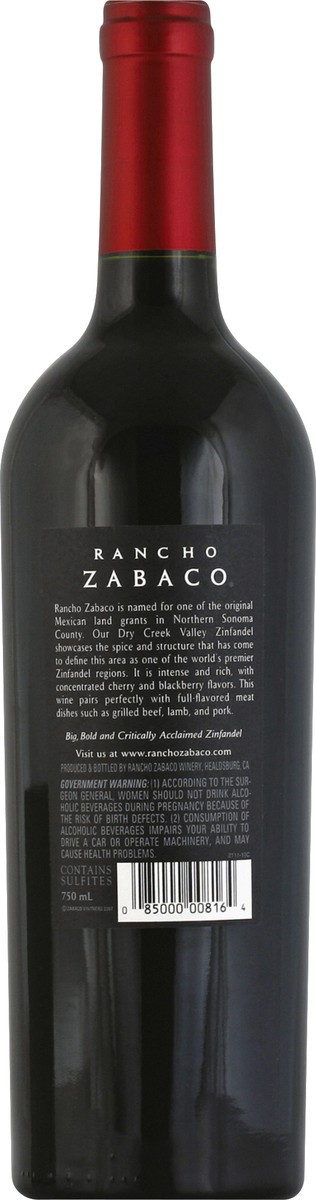 slide 3 of 3, Rancho Zabaco Zinfandel Bottle, 750 ml