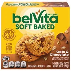 belVita Soft Baked Oats & Chocolate Breakfast Biscuits, 5 Packs (1 Biscuit Per Pack)
