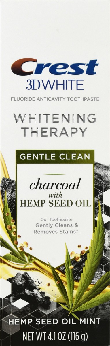 slide 11 of 13, Crest 3D White Whitening Therapy Charcoal with Hemp Seed Oil Fluoride Anticavity Toothpaste 4.1 oz, 4.1 oz