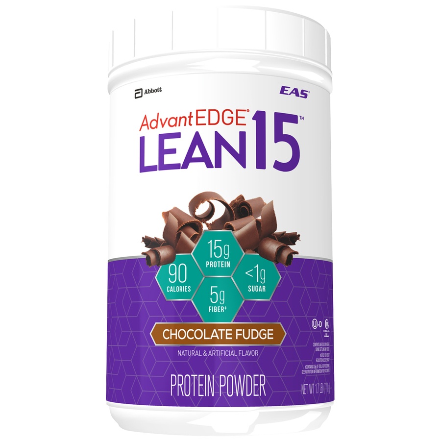 slide 1 of 4, EAS AdvantEDGE Lean 15 Chocolate Fudge Protein Powder, 1.7 lb