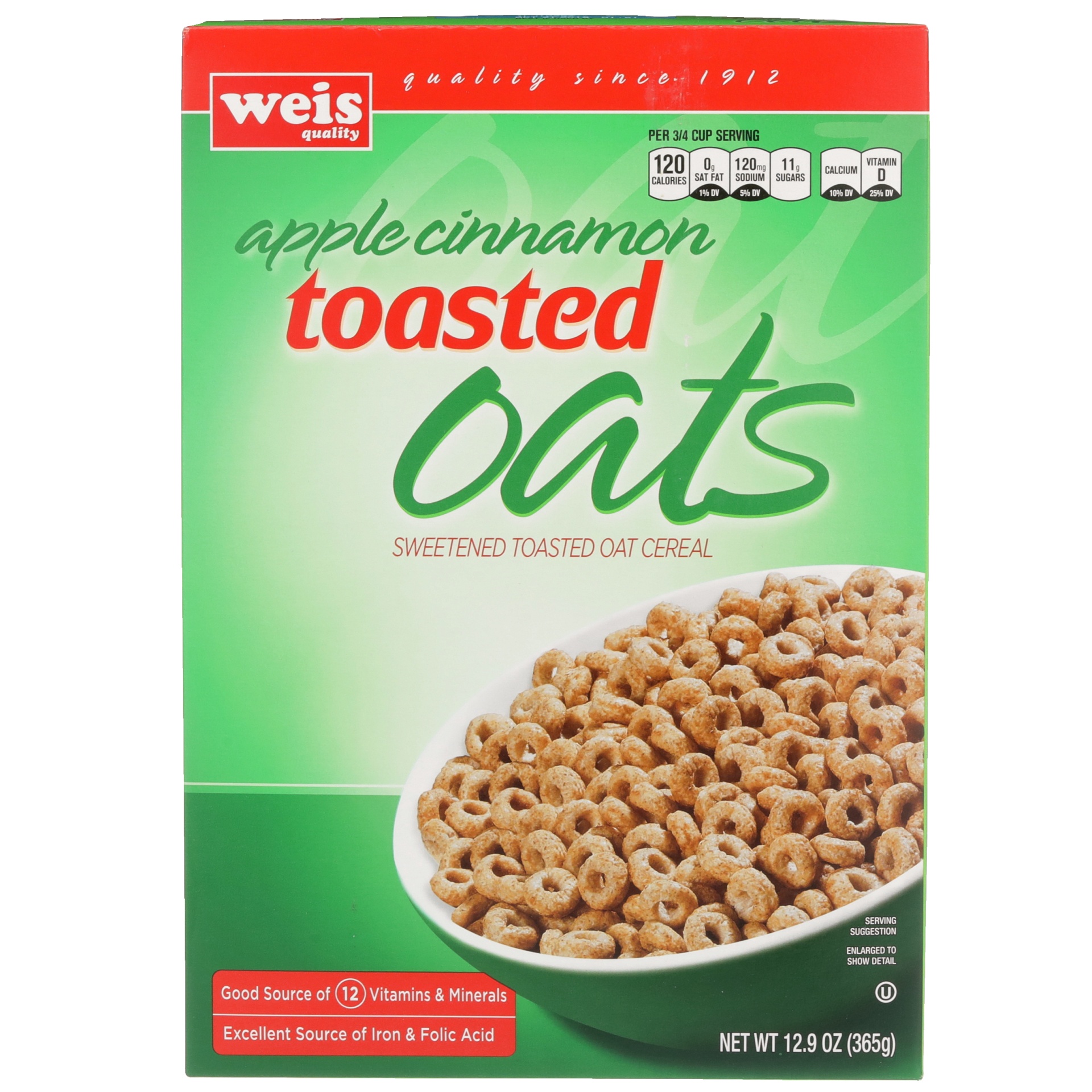 slide 1 of 6, Weis Quality Apple Cinnamon Toasted Oats Cereal, 12.9 oz