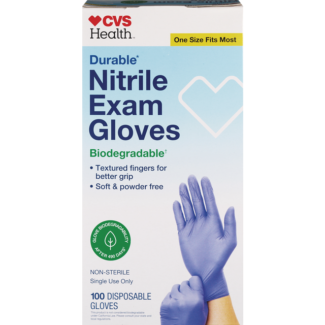 slide 1 of 1, CVS Health Biodegradable Nitrile Exam Gloves, 100 100