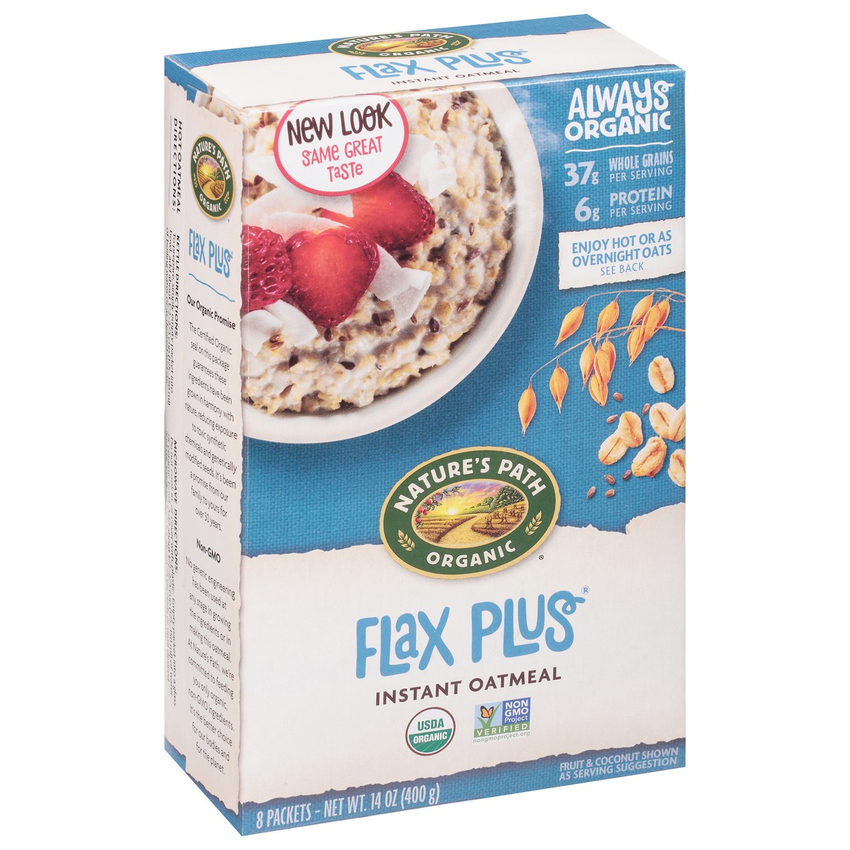 slide 4 of 10, Nature's Path Organic Flax Plus Instant Hot Oatmeal, 8 ct; 14 oz