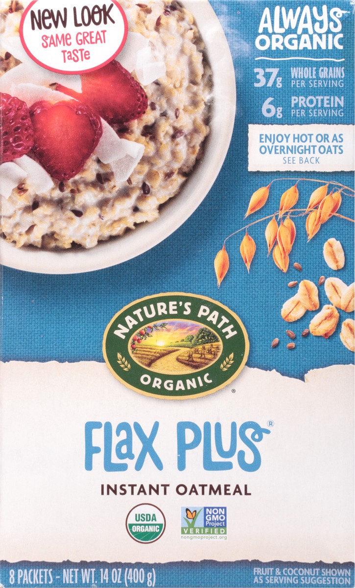 slide 8 of 10, Nature's Path Organic Flax Plus Instant Hot Oatmeal, 8 ct; 14 oz