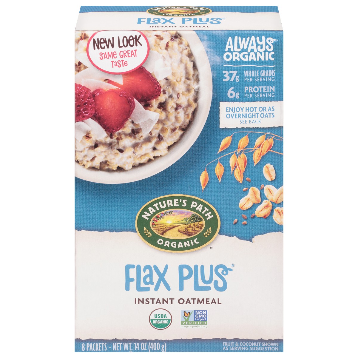 slide 3 of 10, Nature's Path Organic Flax Plus Instant Hot Oatmeal, 8 ct; 14 oz