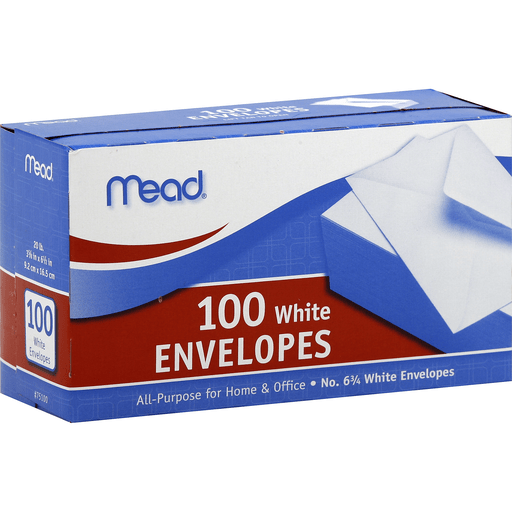 slide 2 of 2, Mead White Envelopes No 6 3/4, 100 ct