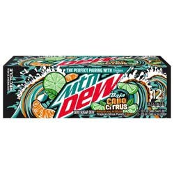 Mountain Dew Baja Zero Sugar Soda, Cabo Citrus, 12 fl oz, 12 Count