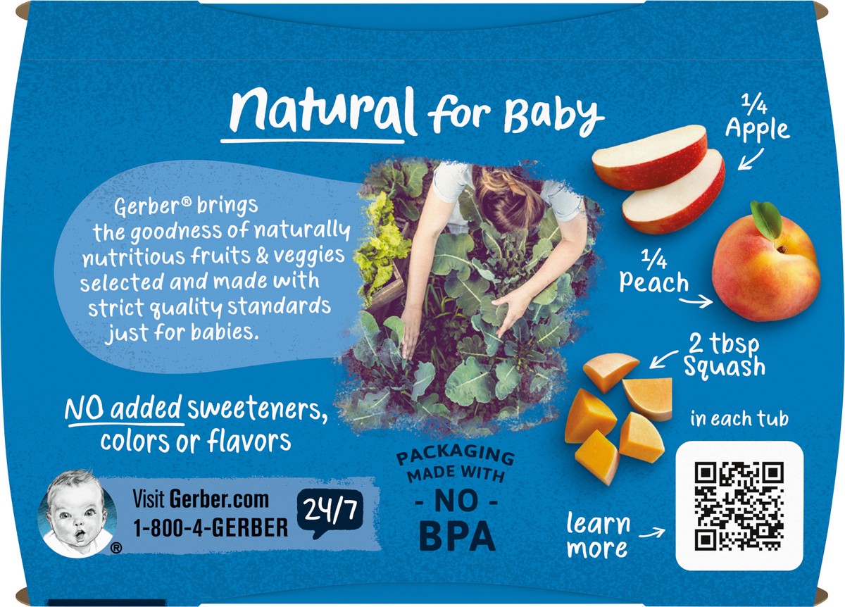 slide 4 of 9, Gerber 2nd Foods Natural for Baby Baby Food, Apple Peach Squash, 4 oz Tubs (2 Pack), 8 oz