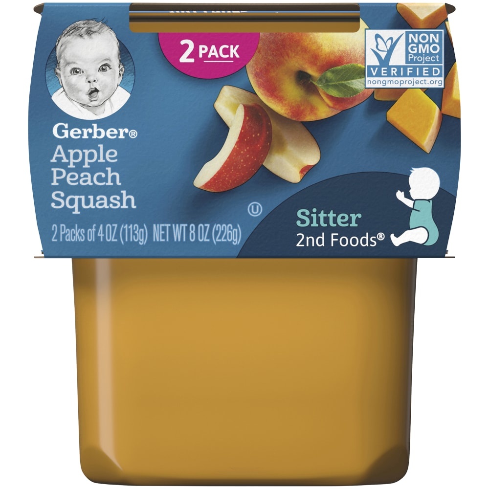 Gerber Apple Peach Squash Stage 2 Baby Food 2 ct; 4 oz Shipt