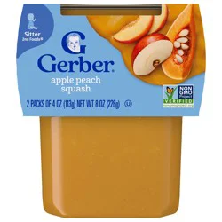 Gerber 2nd Foods Natural for Baby Apple Peach Squash, 4 oz Tubs (2 Pack)